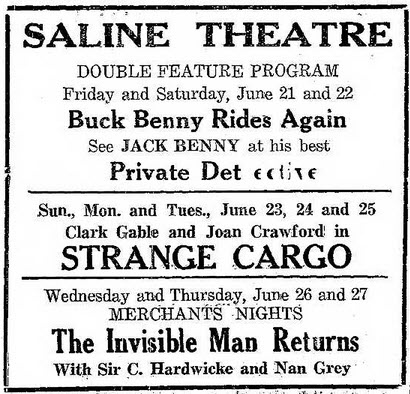 Saline Theatre - Jun 20 1940 Ad (newer photo)